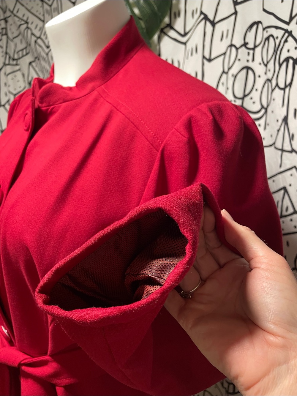 Semantiks Vibrant Red Belted Trench Coat